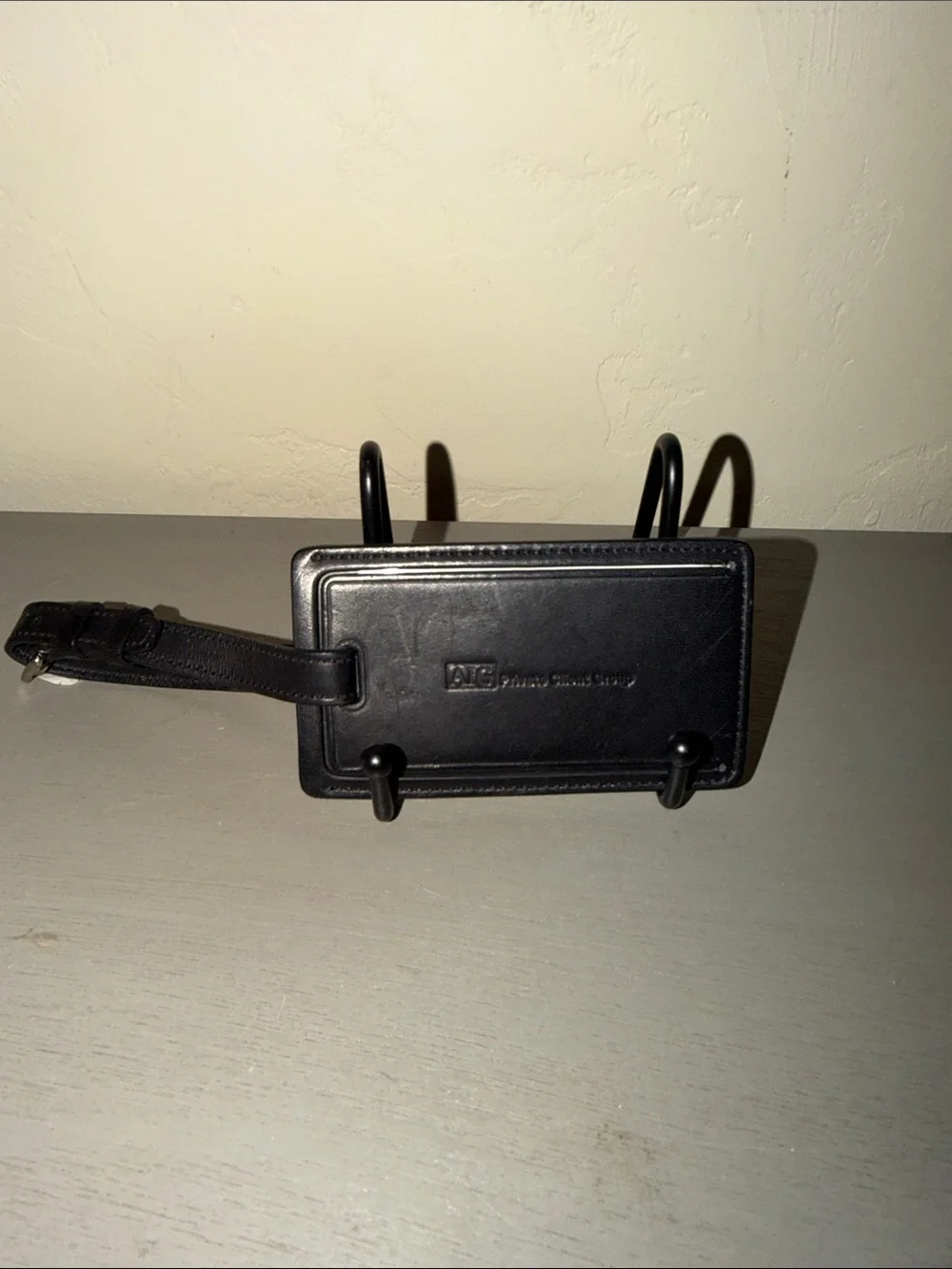Coach Black Leather Luggage ID Tag with Strap